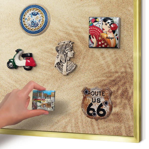 Magnetisch bord voor reismagneten met gouden lijst Zandbladeren