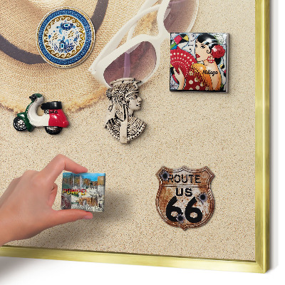 Metalen magneetbord met lijst in het goud Zomerstrand