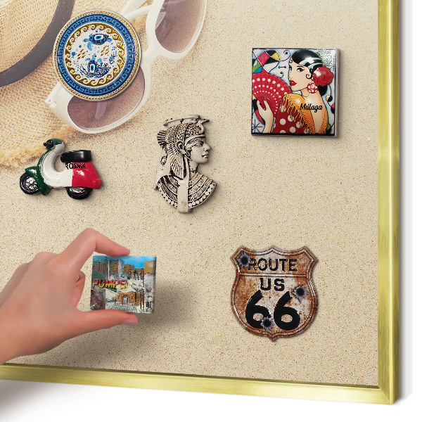Metalen magneetbord met lijst in het goud Zomerstrand