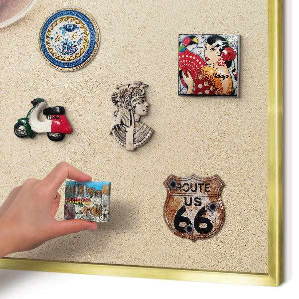 Metalen magneetbord met lijst in het goud Zomerstrand