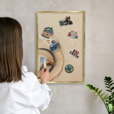 Metalen magneetbord met lijst in het goud Zomerstrand