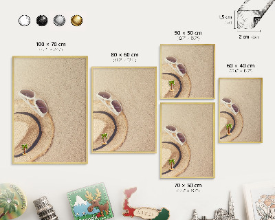 Metalen magneetbord met lijst in het goud Zomerstrand