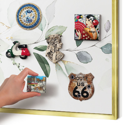 Metalen magneetbord met lijst in het goud Botanische elegantie