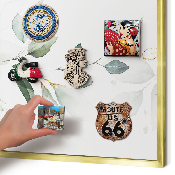 Metalen magneetbord met lijst in het goud Botanische elegantie