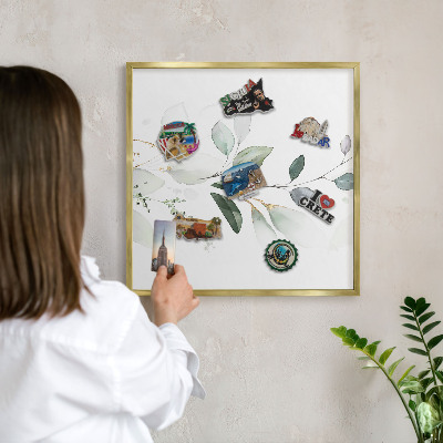 Metalen magneetbord met lijst in het goud Botanische elegantie