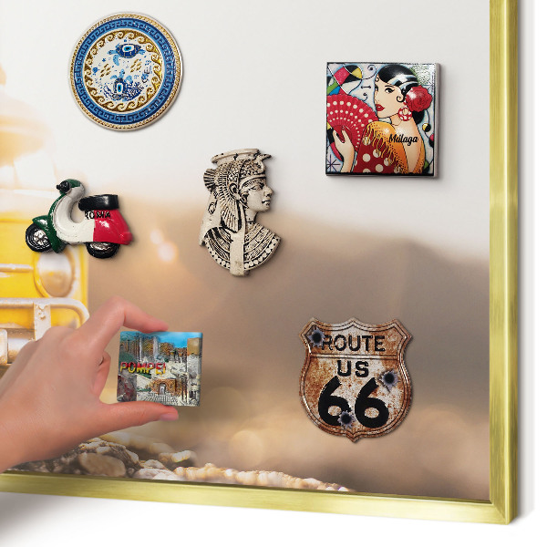 Magnetisch bord voor reismagneten met gouden lijst Retro reizen
