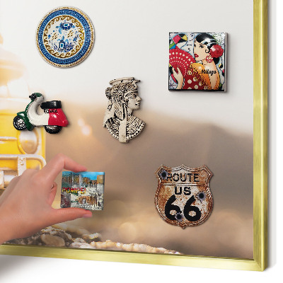 Magnetisch bord voor reismagneten met gouden lijst Retro reizen