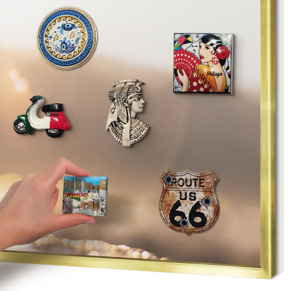 Magnetisch bord voor reismagneten met gouden lijst Retro reizen