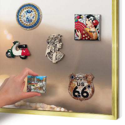 Magnetisch bord voor reismagneten met gouden lijst Retro reizen