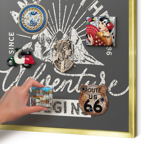 Metalen magneetbord met lijst in het goud Berginscriptie