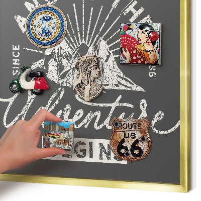 Metalen magneetbord met lijst in het goud Berginscriptie