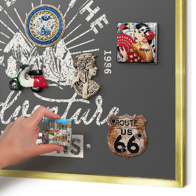 Metalen magneetbord met lijst in het goud Berginscriptie