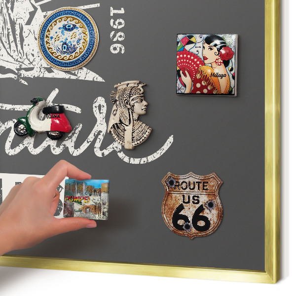 Metalen magneetbord met lijst in het goud Berginscriptie