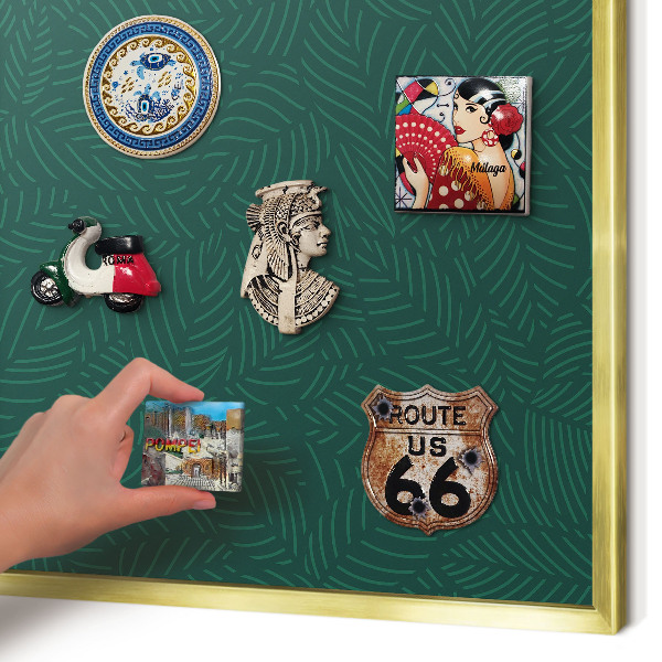 Magnetisch bord voor reismagneten met gouden lijst Groene bladeren