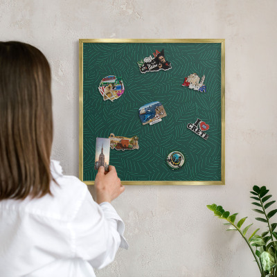 Magnetisch bord voor reismagneten met gouden lijst Groene bladeren