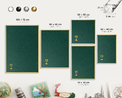 Magnetisch bord voor reismagneten met gouden lijst Groene bladeren