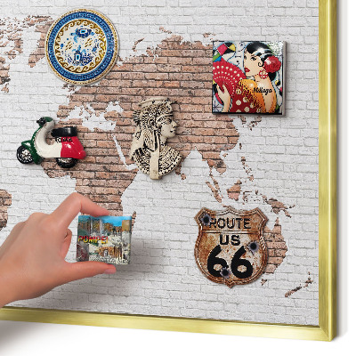 Metalen magneetbord met lijst in het goud Bakstenen plattegrond
