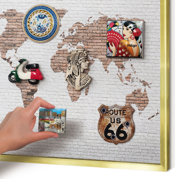 Metalen magneetbord met lijst in het goud Bakstenen plattegrond