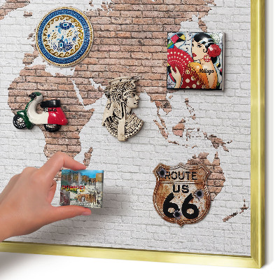 Metalen magneetbord met lijst in het goud Bakstenen plattegrond
