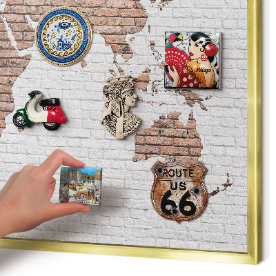 Metalen magneetbord met lijst in het goud Bakstenen plattegrond
