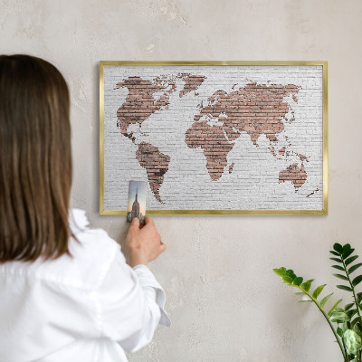 Metalen magneetbord met lijst in het goud Bakstenen plattegrond