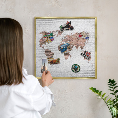 Metalen magneetbord met lijst in het goud Bakstenen plattegrond