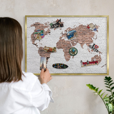 Metalen magneetbord met lijst in het goud Bakstenen plattegrond