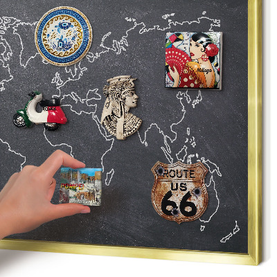 Magnetisch bord voor reismagneten met gouden lijst Krijtwereld