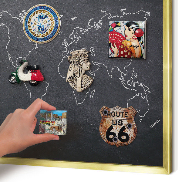 Magnetisch bord voor reismagneten met gouden lijst Krijtwereld
