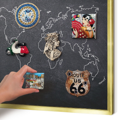 Magnetisch bord voor reismagneten met gouden lijst Krijtwereld