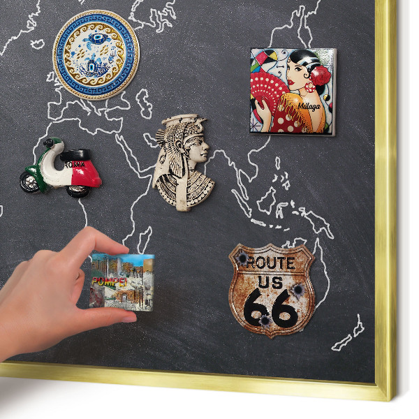Magnetisch bord voor reismagneten met gouden lijst Krijtwereld