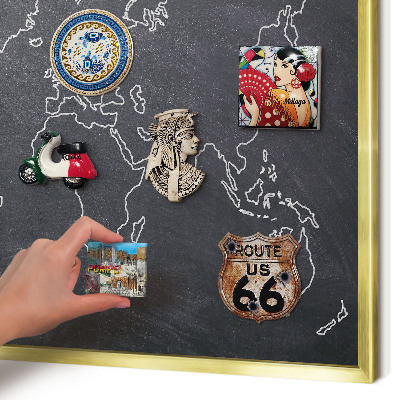 Magnetisch bord voor reismagneten met gouden lijst Krijtwereld