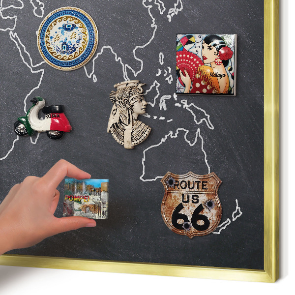 Magnetisch bord voor reismagneten met gouden lijst Krijtwereld