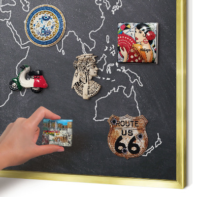 Magnetisch bord voor reismagneten met gouden lijst Krijtwereld