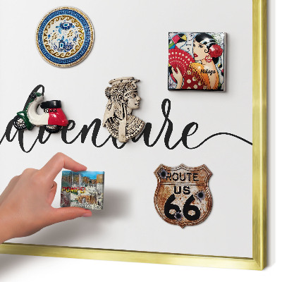 Metalen magneetbord met lijst in het goud Avontuur geschreven