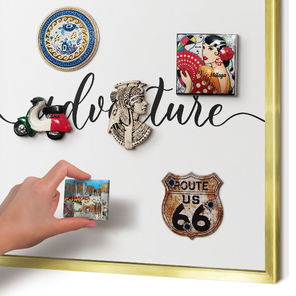 Metalen magneetbord met lijst in het goud Avontuur geschreven