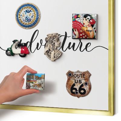 Metalen magneetbord met lijst in het goud Avontuur geschreven
