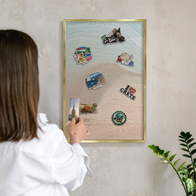 Magnetisch bord voor reismagneten met gouden lijst Pastelkleurige werveling
