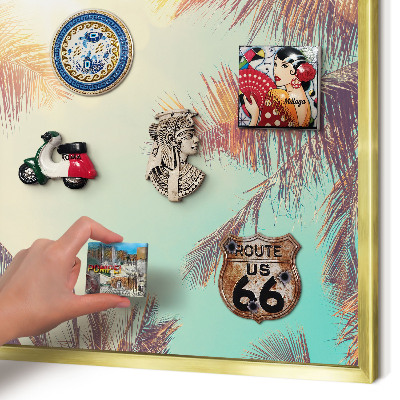 Magnetisch bord voor reismagneten met gouden lijst Tropisch paradijs