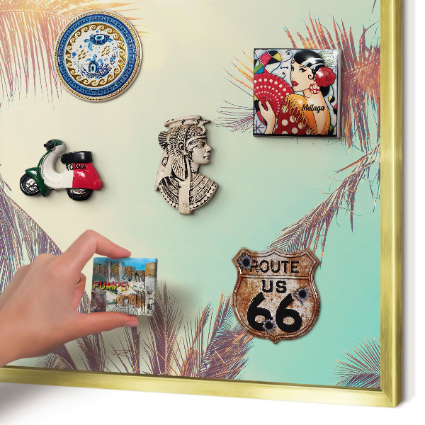 Magnetisch bord voor reismagneten met gouden lijst Tropisch paradijs