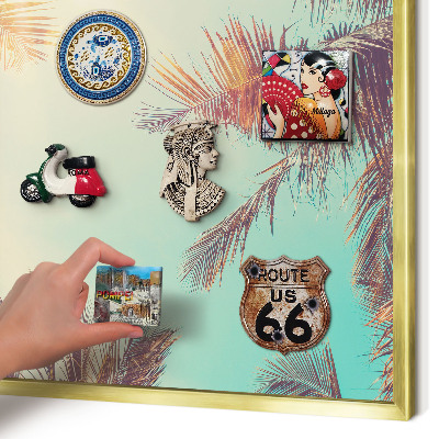 Magnetisch bord voor reismagneten met gouden lijst Tropisch paradijs
