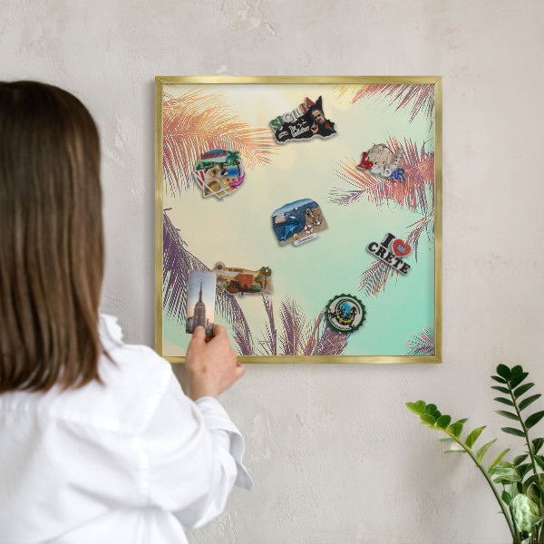Magnetisch bord voor reismagneten met gouden lijst Tropisch paradijs