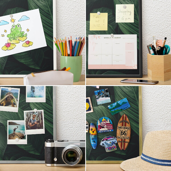 Metalen magneetbord met lijst in het goud Het groen van de natuur