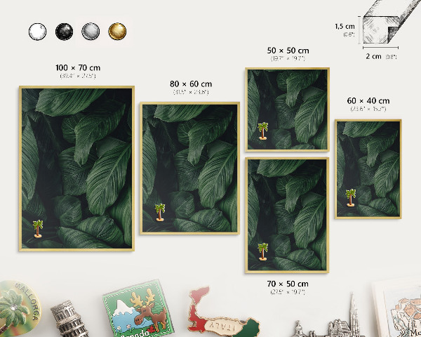 Metalen magneetbord met lijst in het goud Het groen van de natuur