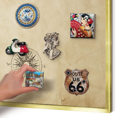 Magnetisch bord voor reismagneten met gouden lijst Windroos