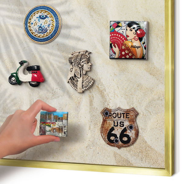 Metalen magneetbord met lijst in het goud Tropisch patroon