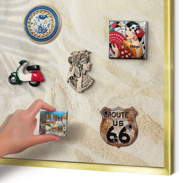 Metalen magneetbord met lijst in het goud Tropisch patroon