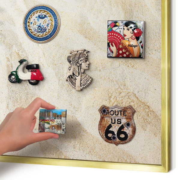 Metalen magneetbord met lijst in het goud Tropisch patroon