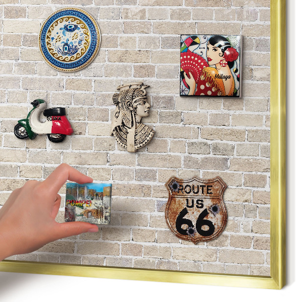 Magnetisch bord voor reismagneten met gouden lijst Baksteenpatroon