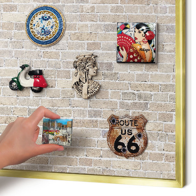 Magnetisch bord voor reismagneten met gouden lijst Baksteenpatroon